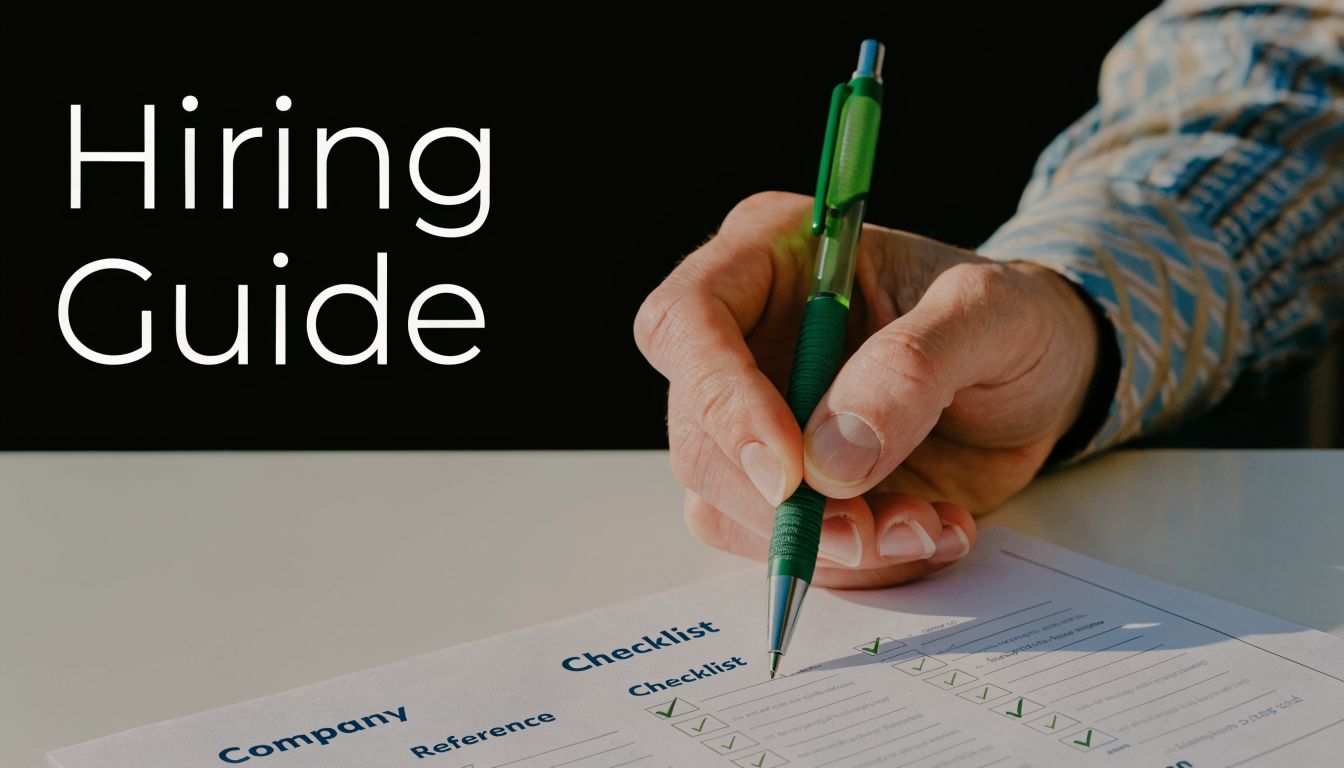 A professional hand filling out a hiring checklist with a green pen for recruitment processes.